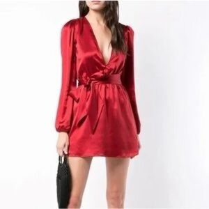 Red silk mini reformation dress. Size XS
